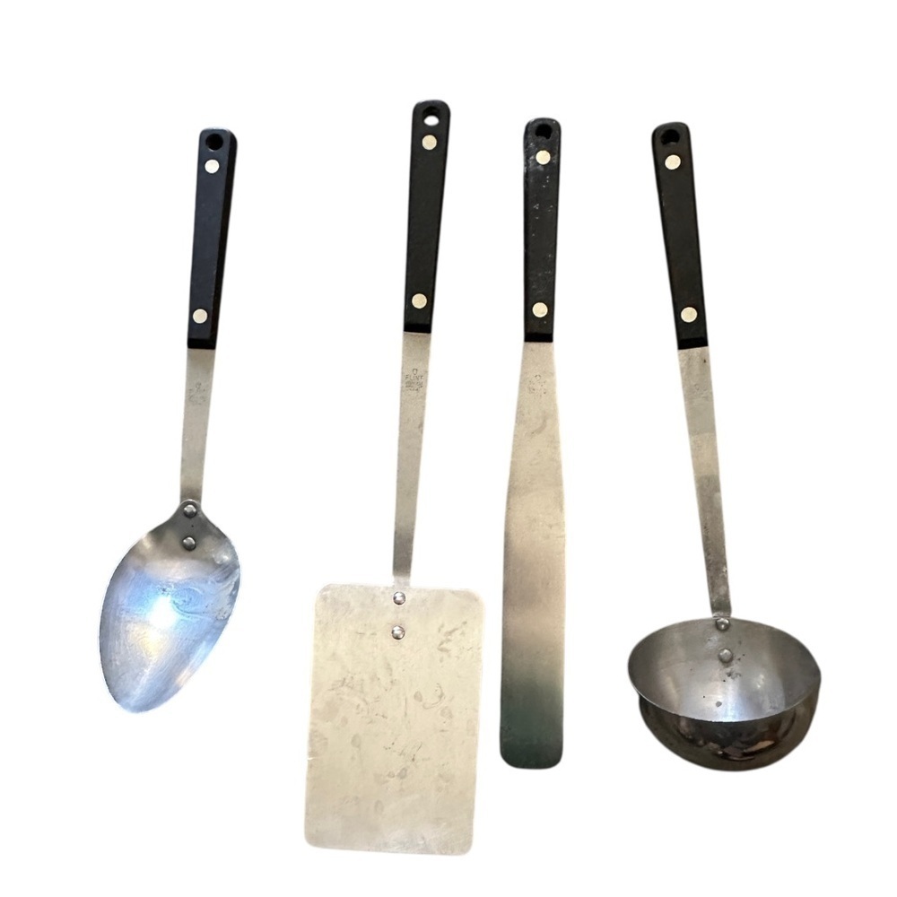 Flint Stainless Steel‎ Kitchen Utensil Set with Brownish Handles soup, server,